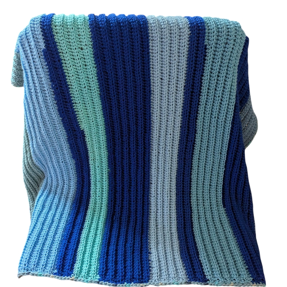 Handmade Crochet Shades Of Blue Afghan